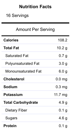 Nutrition Facts: Sodium Free Honey Mustard Dressing