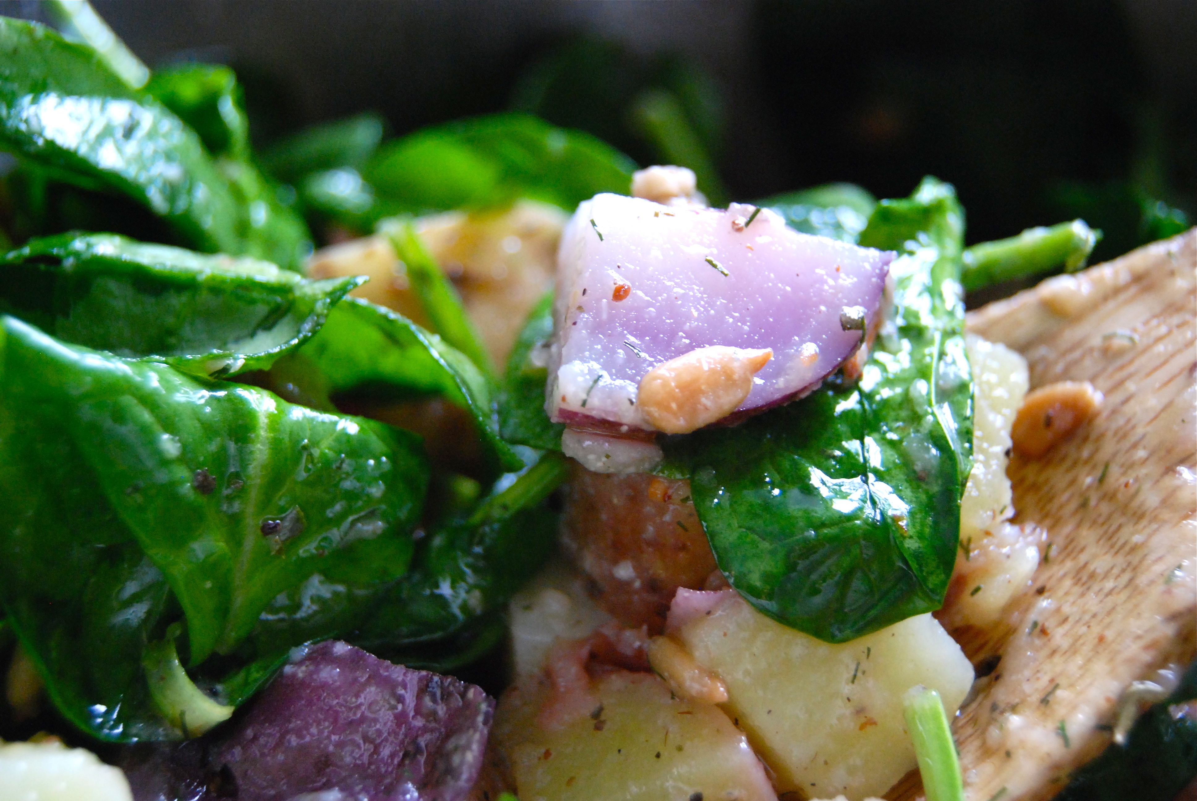 Warm Potato Salad with Spinach