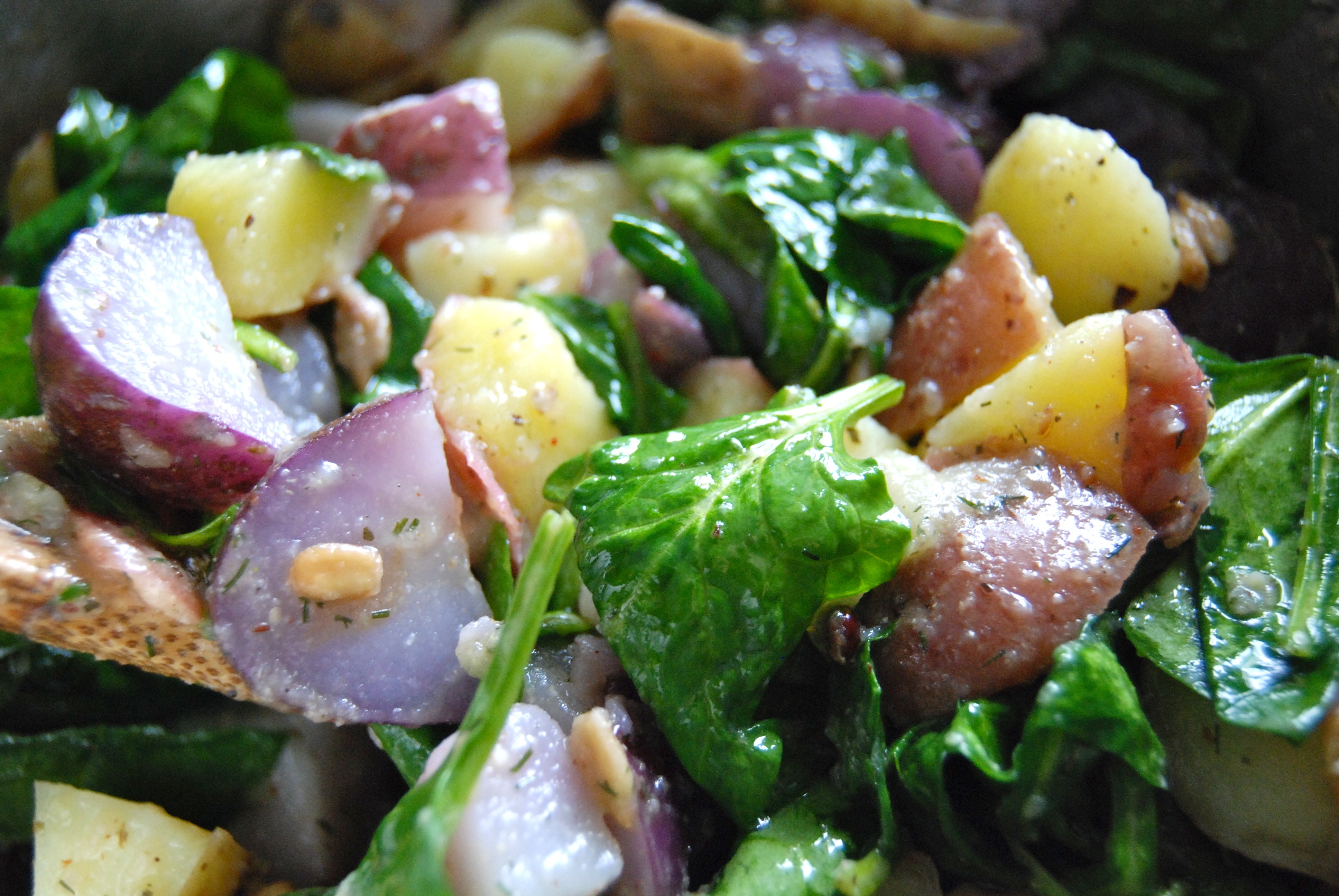 Warm Potato Salad with Spinach